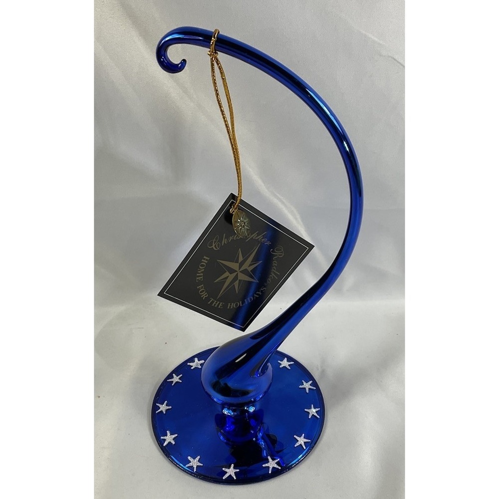 Christopher Radko Blue Star Glass Ornament Hanger Display Stand- HTF